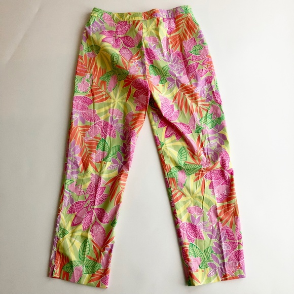 NWT Lilly Pulitzer "Lilly Capris" in Guava Green Frogs Palm Trees Foliage Sz 4 - Picture 5 of 10